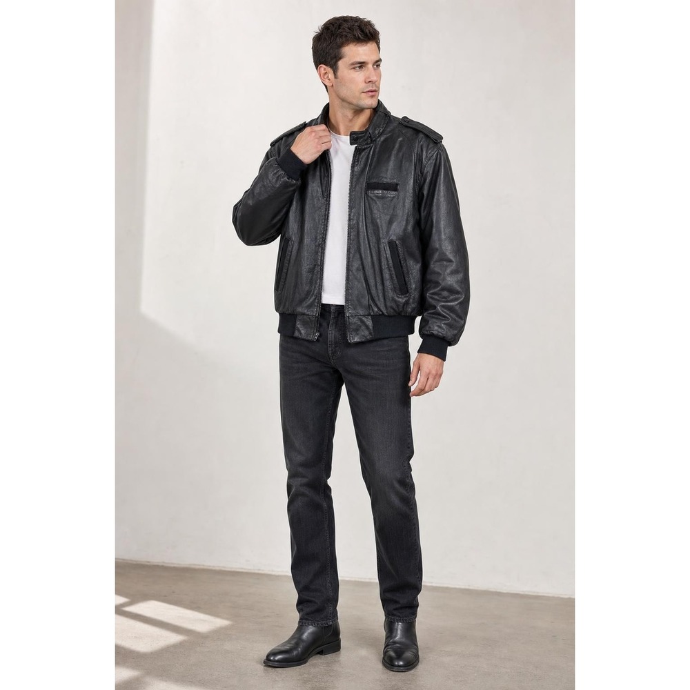 Vintage Members Only Leather Bomber Jacket Men's 44 Black 80s 90s  Quilted Racer